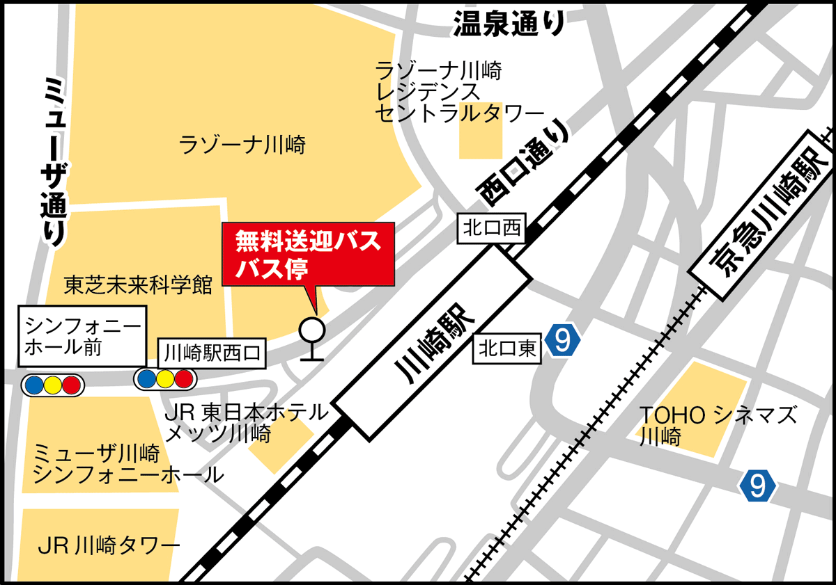 川崎駅バス乗り場案内マップ